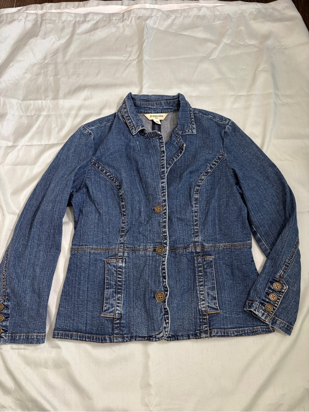 St. John’s Bay Petite Denim Blazer Jacket Medium Wash PXL